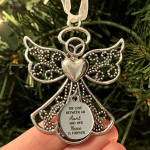 Aunt Niece Christmas Ornament, "The Love Between an Aunt and Her Niece Is Forever", Angel Wings Ornament, Holiday Gift Keepsake