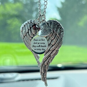 Memorial Car Charm, Those We Love Don&#39;t Go Away They Walk Beside Us Every Day, Rear View Mirror Hanging Car Charm, Christmas Gift