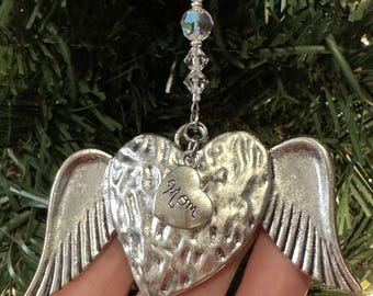 Custom Memorial Angel Wings Ornament – Sympathy Gift – Remembrance Keepsake for Loss of Loved One