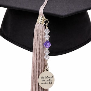 Personalized Graduation Cap Tassel Charm, She Believed She Could So She Did, 2026 Graduation Gift for Her, High School College Grad