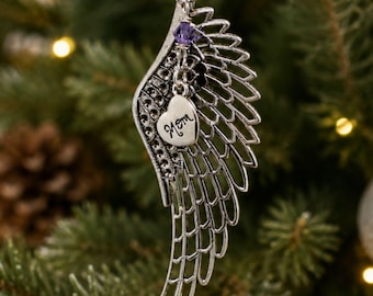 Personalized Angel Wing Memorial Christmas Ornament, Sympathy Gift, Loss of Loved One Keepsake