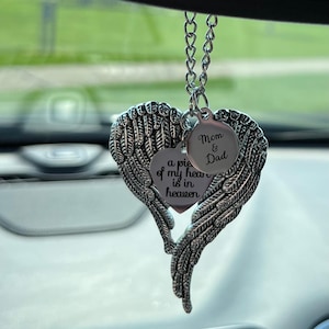 Parents Memorial Car Charm, A Piece Of My Heart Is In Heaven, Mom And Dad Memorial Gift, Grieft Gift, Sympathy Gift