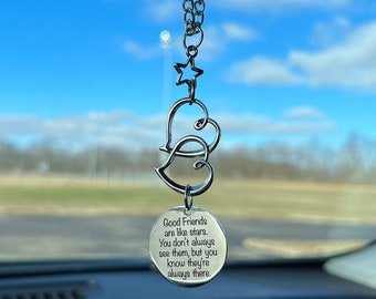 Friend Gift, Good Friends Are Like Stars. You Don't Always See Them But You Know They're Always There, Mirror Car Charm, Friendship Gift