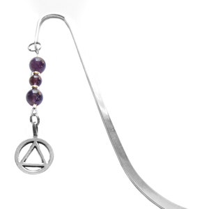 Alcoholics Anonymous AA Symbol Amethyst 12 Step Anniversary Recovery Gift Bookmark