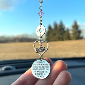 Behind You All Your Memories Mirror Hanging Car Charm, High School College Graduation Gift For Daughter Granddaughter Niece Sister Friend