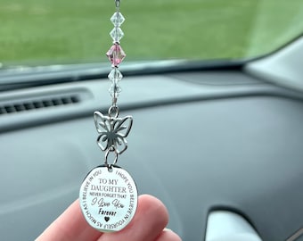 Daughter Butterfly Car Charm, To My Daughter Never Forget That I Love You Forever, Daughter Birthday Gift, Daughter Graduation Gift