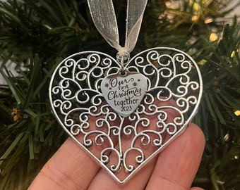 Our First Christmas Together 2023, Heart Ornament, Wedding Gift, Wedding Ornament, Christmas Tree Ornament, Bridal Shower Gift