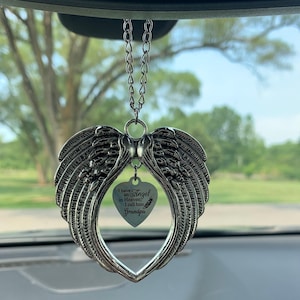 Angel Wings Rear View Mirror Car Charm – &quot;I Have an Angel in Heaven, I Call Him Grandpa&quot; – Grandfather Memorial Gift, Loss of Grandpa