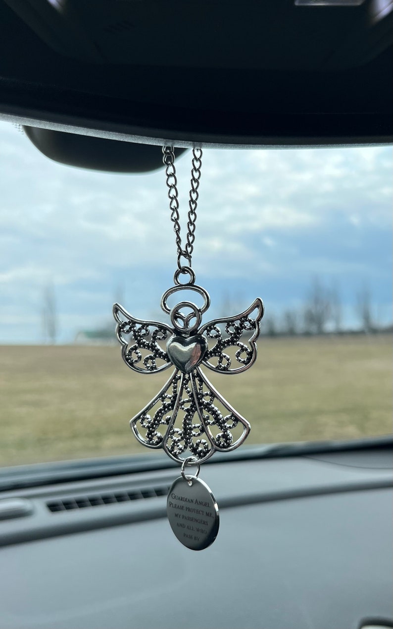 Guardian Angel For Car, Guardian Angel Please Protect Me My Passengers, New Driver Gift, Sweet 16 Gift, Angel Car Charm image 3