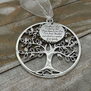 Tree of Life Daughter-in-Law Ornament – &#39;Created by God, Hand Chosen by Our Son&#39; – Bridal Shower or Wedding Gift
