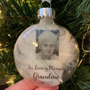 Personalized Photo Memorial Christmas Ornament, In Loving Memory, Name and Date, Loss Of Loved One Gift