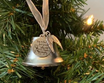 Jackallo Christmas Bell Ornaments Silver Ornament with Angel Wing Exquisite Christmas Tree Pendant Memorial Gift for Friends