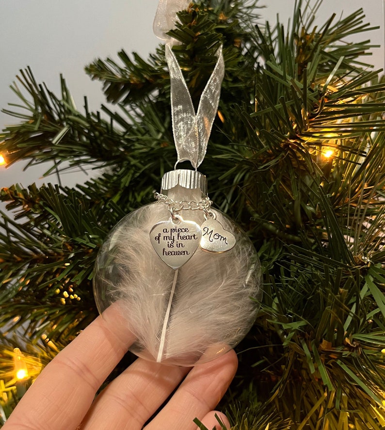 Custom Family Memorial Christmas Ornament 2.6" – “A Piece Of My Heart Is In Heaven” Charm – Sympathy Gift – Holiday Keepsake Ornament image 1