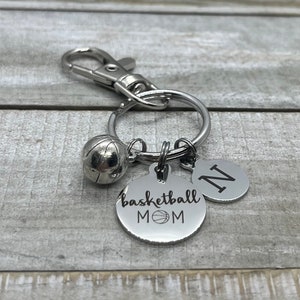 Personalized Custom Basketball Mom Keychain, Basketball Charm, Initial Charm, Key Chain Purse Basketball Bag Charm, Mom Christmas Gift