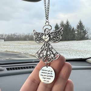 Guardian Angel Car Charm – &quot;Wherever You Go&quot; Rearview Mirror Ornament – Graduation Gift, New Driver Protection Gift, Angel Blessing Charm
