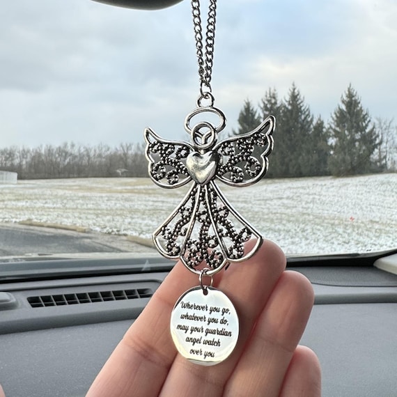 Guardian Angel Rearview Mirror Car Charm Wherever You Go Whatever You Do May Your Guardian Angel Watch Over You Graduation Gift New Driver Etsy