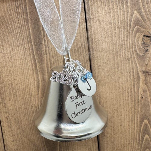Custom Baby's First Christmas Bell Ornament, Baby Keepsake Holiday Ornament, Baby Shower Gift For Mom And Baby