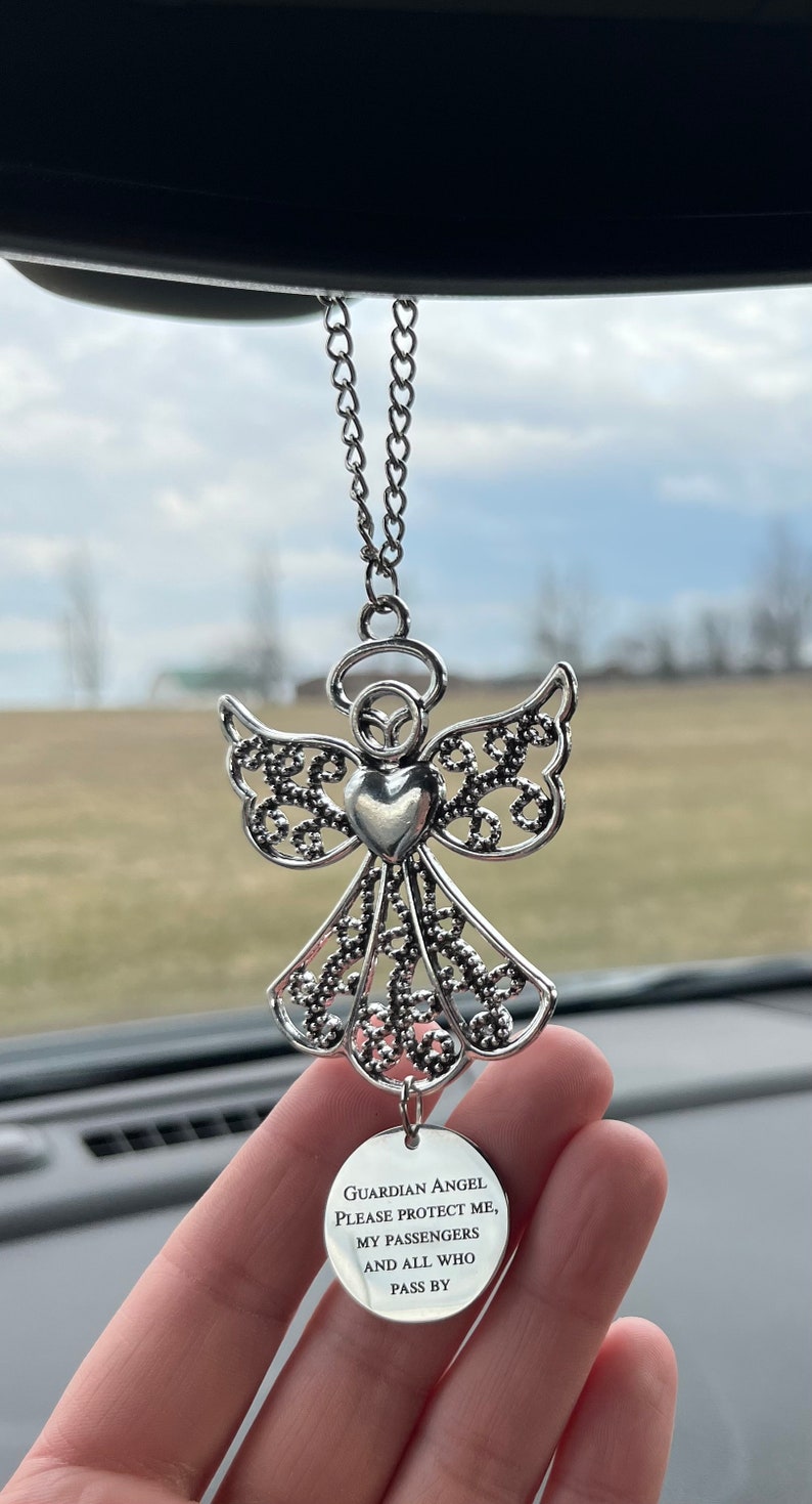 Guardian Angel For Car, Guardian Angel Please Protect Me My Passengers, New Driver Gift, Sweet 16 Gift, Angel Car Charm image 2