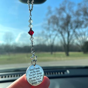 Friend Birthday Gift – “Good Friends Are Like Stars” Birthstone Crystal Suncatcher Car Charm – Best Friends BFF Gifts for Women