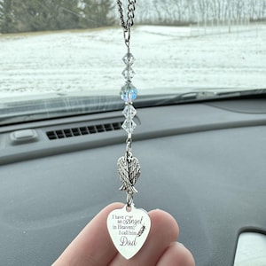 Dad Memorial Car Charm, I Have An Angel In Heaven I Call Him Dad, Crystal Beaded Suncatcher Car Charm, Dad Memorial Gift