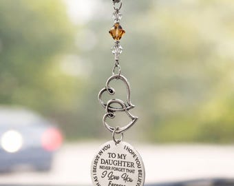 Daughter Car Charm, Personalized Rearview Mirror Ornament, Graduation or Birthday Gift For Daughters