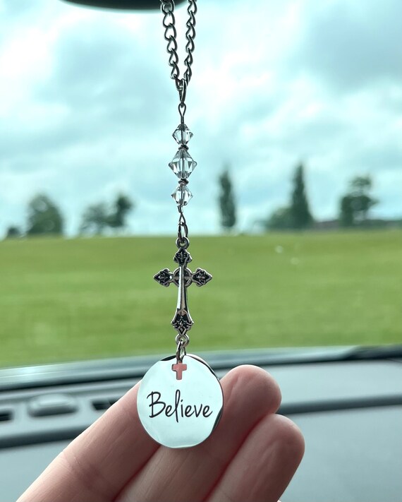 Buy Cross Car Charm Believe Rear View Mirror Car Charm Hanger