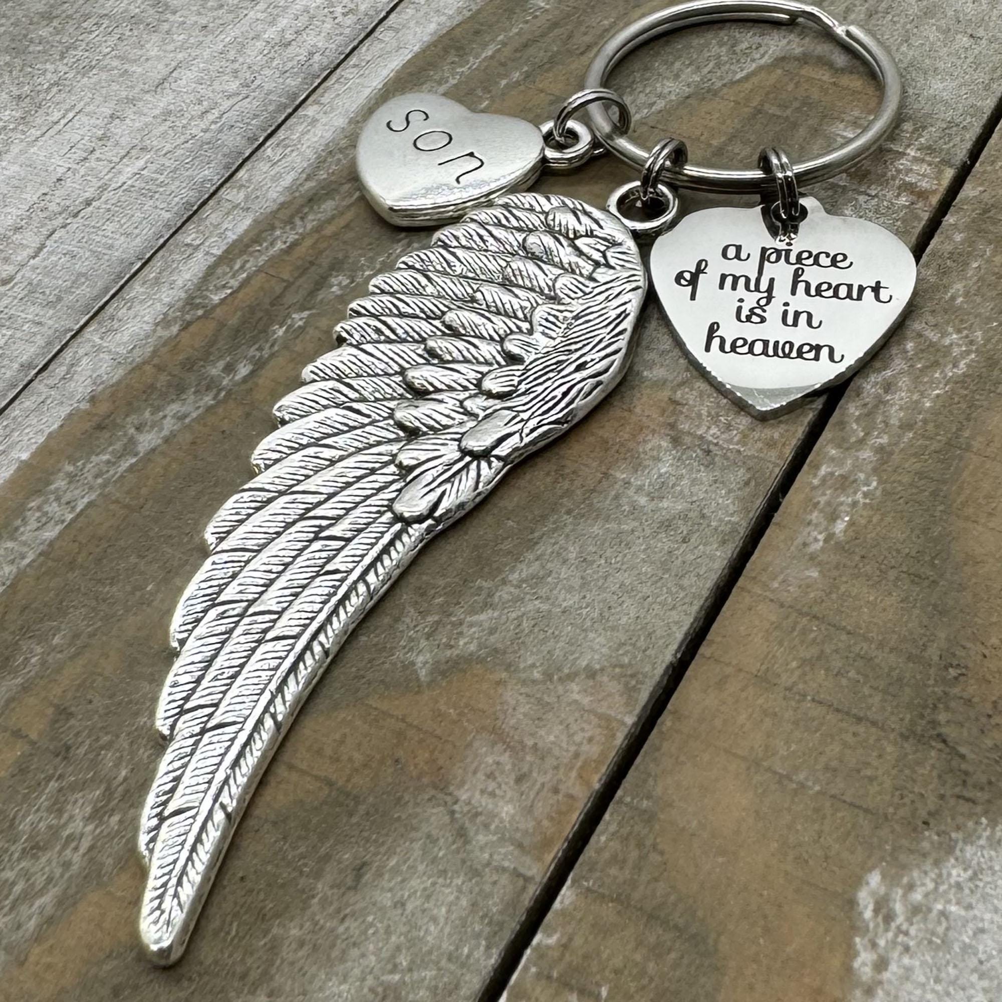 Angel Wing Memorial Keychain, A Piece of My Heart is in