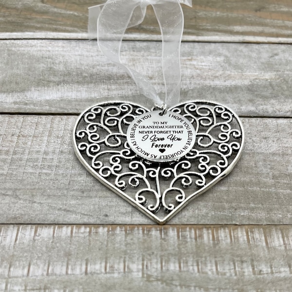 Granddaughter Heart Ornament "To My Granddaughter Never Forget That I Love You Forever", Granddaughter Birthday Gift, Valentine's Day Gift