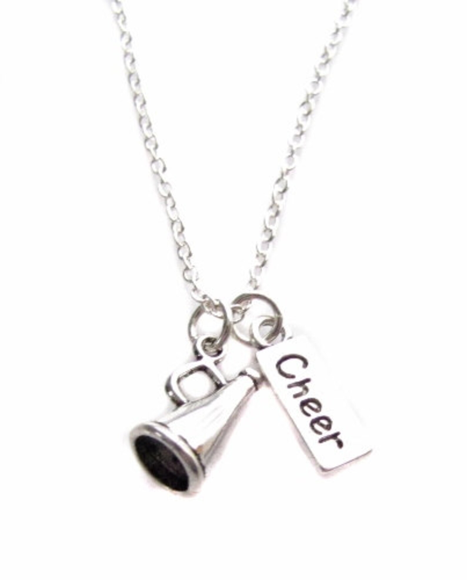 Cheerleader Cheer Megaphone Charm Silver Finished Necklace Etsy