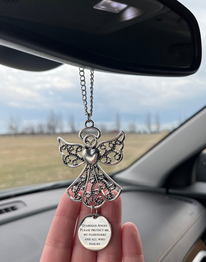 Guardian Angel For Car, Guardian Angel Please Protect Me My Passengers, New Driver Gift, Sweet 16 Gift, Angel Car Charm image 1