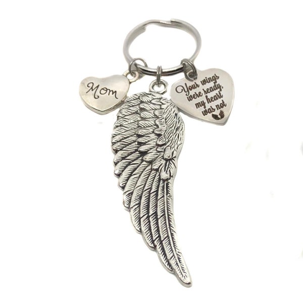 Custom Memorial Keychain, Your Wings Were Ready, My Heart Was Not, Sympathy Gift, Loss Of Loved One Gift, Angel Wing Keychain