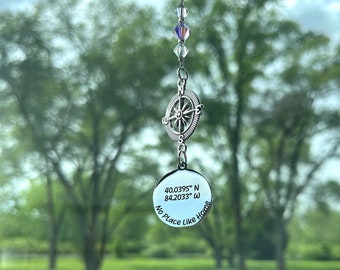 Coordinates No Place Like Home Car Charm, Graduation Gift, Going Away Gift, Birthday Gift
