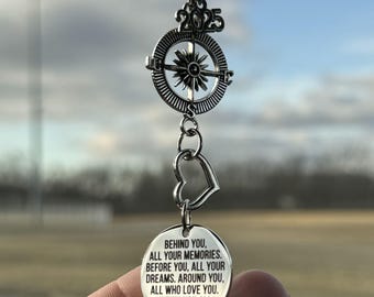 Graduation Gift Ornament | &quot;Behind You All Your Memories&quot; Inspirational Quote Car Charm – Perfect Christmas Grad Keepsake Gift