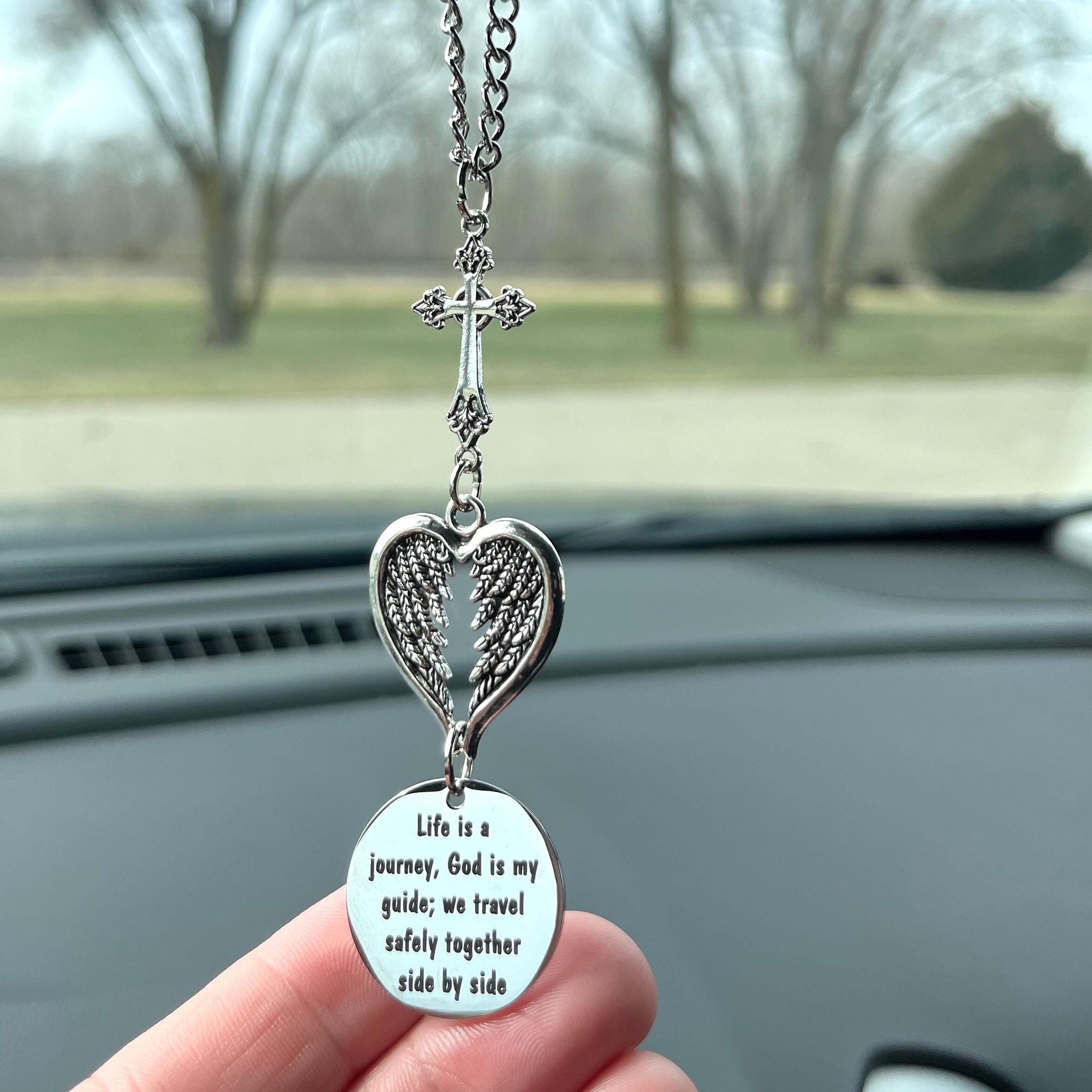 Life Is A Journey God Is My Guide We Travel Safely Together Side By Side Car Charm, Guardian Angel Gift, Christian Gifts, Safe Travels Gift