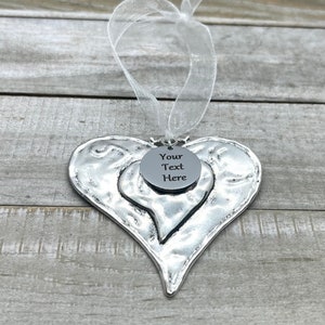 Custom Personalized Your Message Charm, Silver Heart Charm Pendant, Valentine's Day Christmas Gift Wall Decor Ornament Gifts For Her