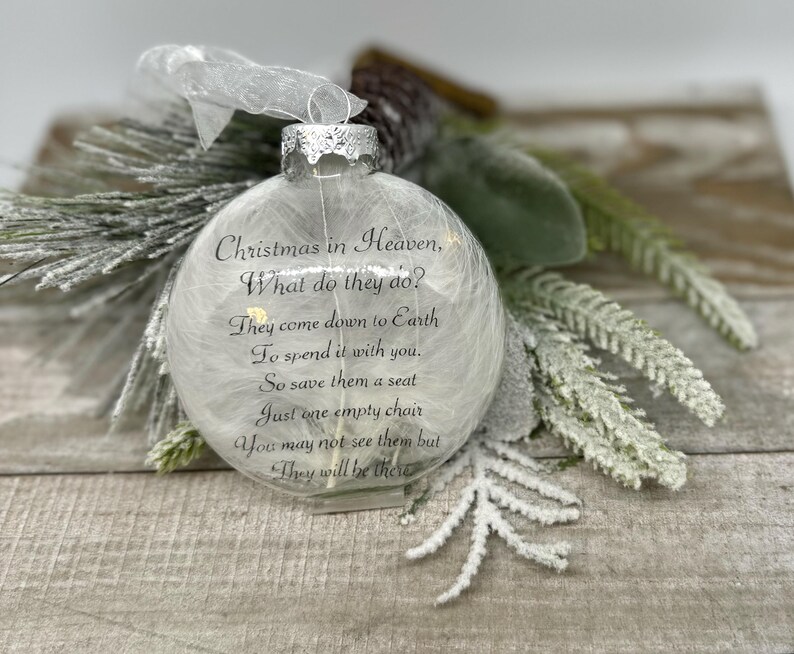 Christmas Memorial Glass Ornament, Christmas in Heaven What Do They Do