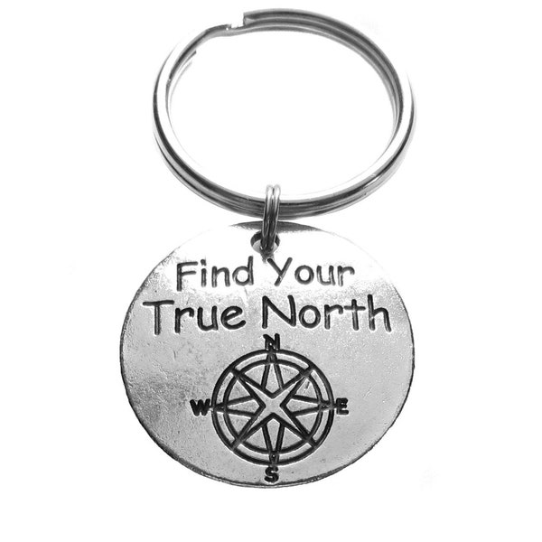 Inspirational Gift "Find Your True North" Quote Charm, Keychain, Key Chain, Bag Charm Gift