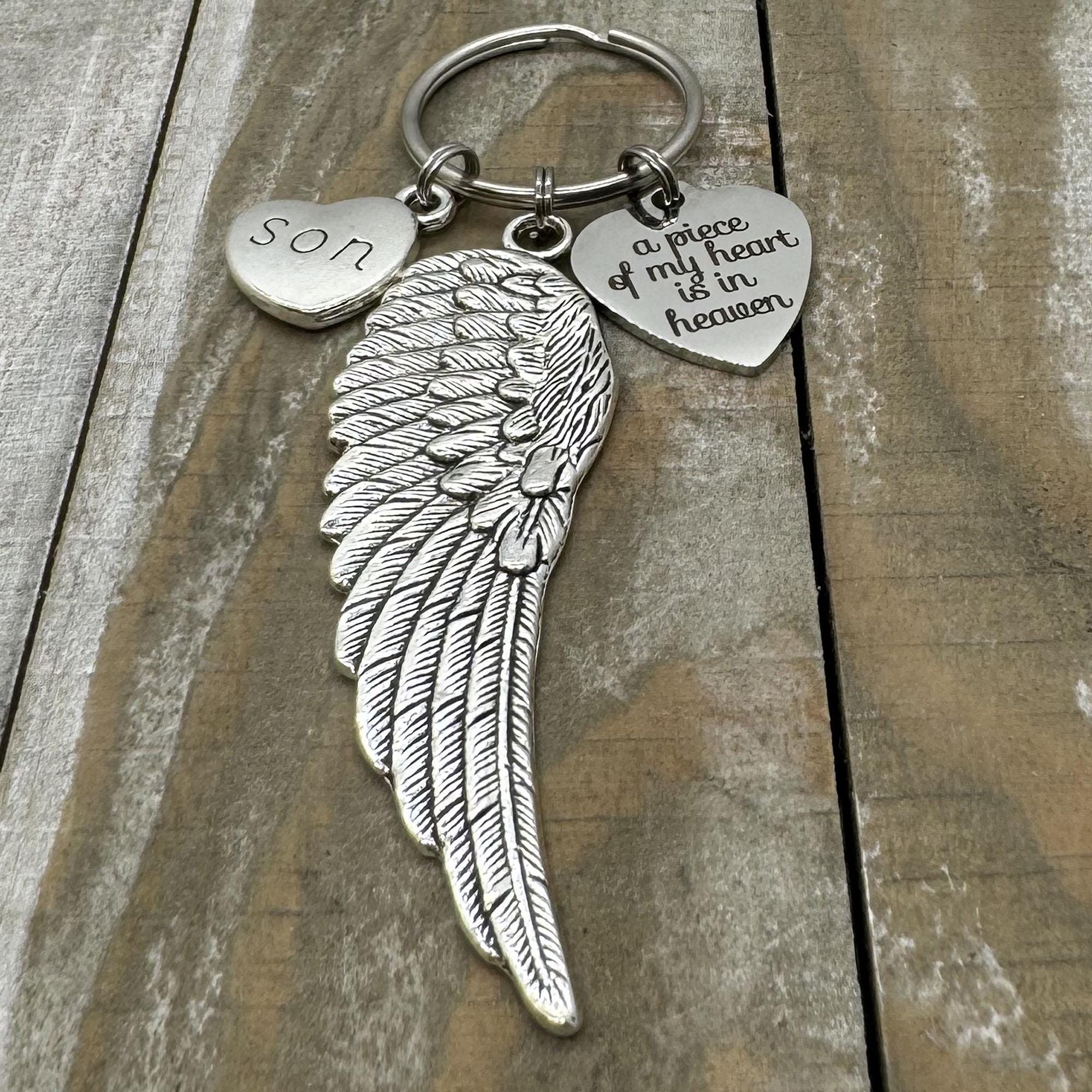 Angel Wing Memorial Keychain, A Piece of My Heart is in