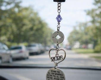 Regalo de graduación para coche: «Detrás de ti, todos tus recuerdos; delante, todos tus sueños». Recuerdo personalizado de graduación.
