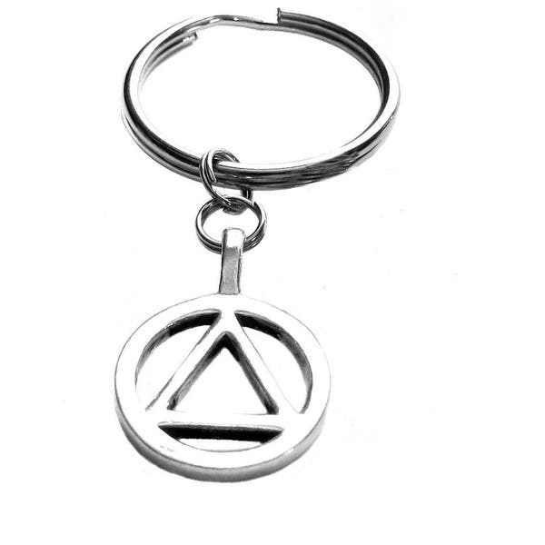 Pewter AA Symbol 12 Step Charm Keychain, Bag Charm, Recovery Anniversary Gift