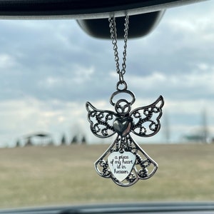 Car Charm Memorial, A Piece Of My Heart Is In Heaven, Rear View Mirror Car Charm, Remembrance Gift, Car Mirror Hanger