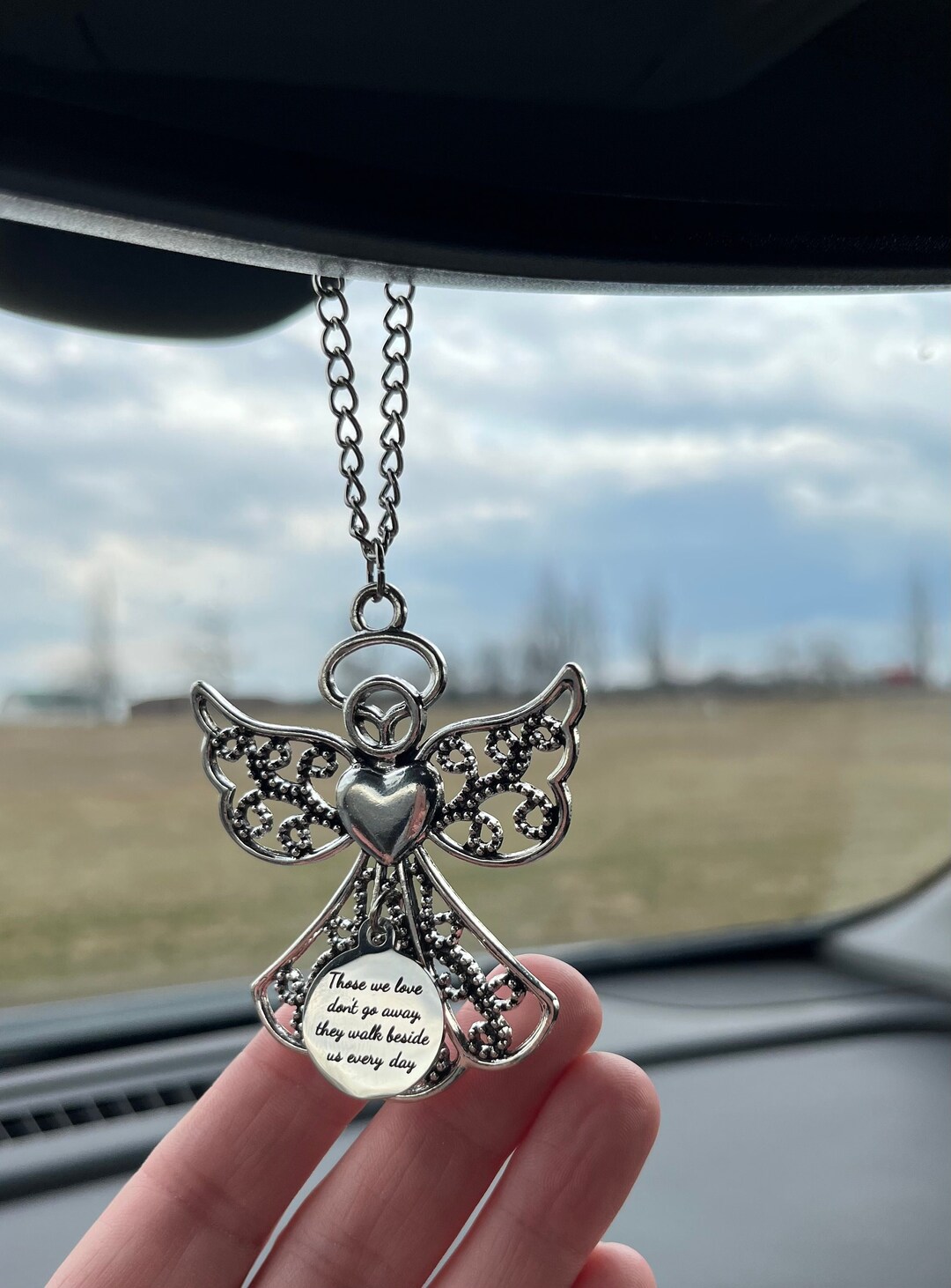 Rear View Mirror Angel, Those We Love Don't Go Away They Walk Beside Us