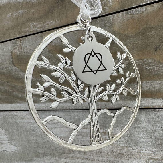 Adoption Symbol Tree Of Life Ornament, Heart Triangle Silver Ornament, Gotcha Day Gift, Adoption Anniversary Gift