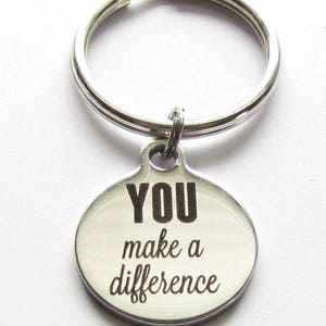 Stainless Steel You Make a Difference Round Charm Keychain - Etsy