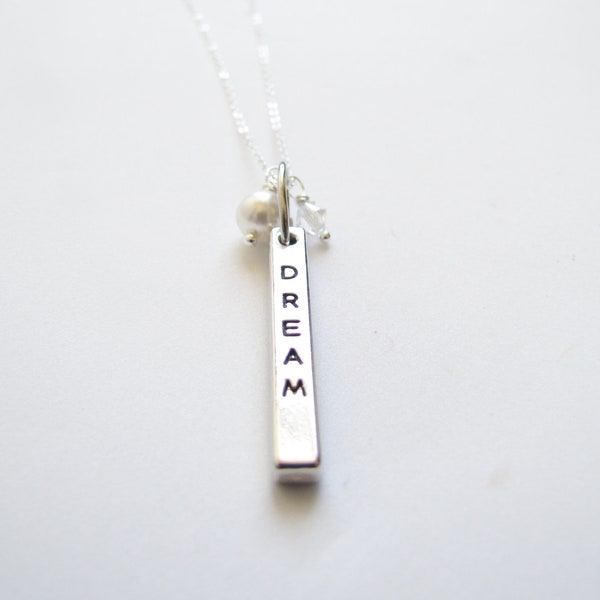 Inspirational Jewelry Dream Charm Swarovski Crystal Pearl Sterling Silver Necklace 18"
