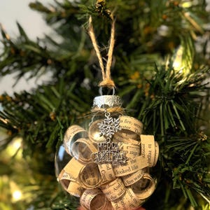 Christmas Book Page Ornament, Merry Christmas, Snowflake Christmas Tree ...