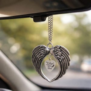 Dad Memorial Car Charm, Angel Wings Rear View Mirror Charm, "I Have an Angel in Heaven I Call Him Dad", Loss of Father Gift