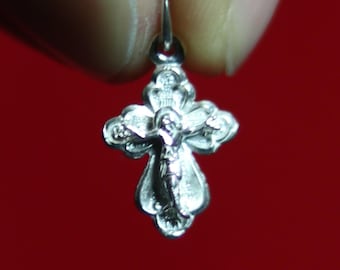 Sterling Silver Orthodox Cross Pendant 0.73g – 1.5 cm Small Christian Crucifix Charm – Baptism Gift – Jesus Cross, Orthodox necklace