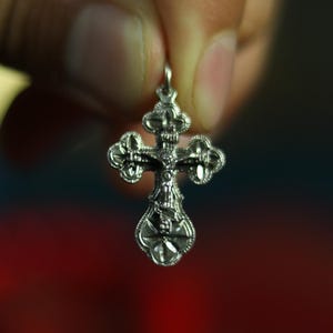 Silver Cross 1 in, 1.65 g, Orthodox Cross, Christian Cross, Crucifix Pendant, Religious Gift, Jesus Christ Cross