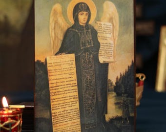 Monastic Guardian Angel Orthodox Prayer Wooden Icon 4.7–11in